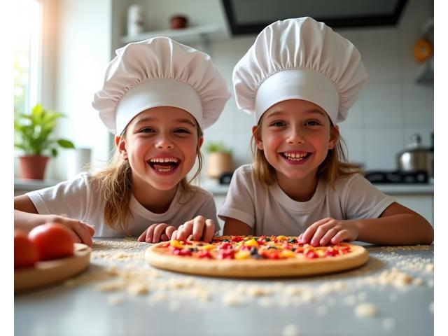 Image d'enfants préparant une pizzeta en atelier culinaire