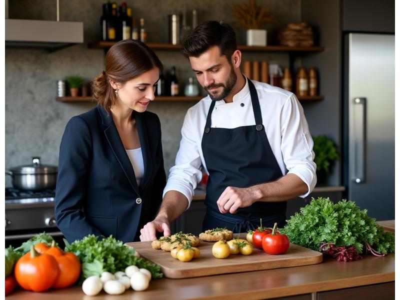 Chef discutant avec des clients pour un menu personnalisé