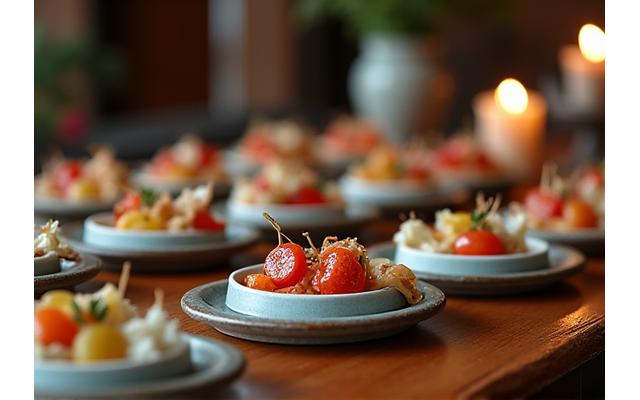 Petite réception privée avec des amuse-bouches