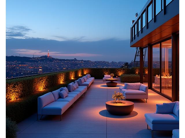 Rooftop moderne avec vue sur la ville de Lyon pour réception