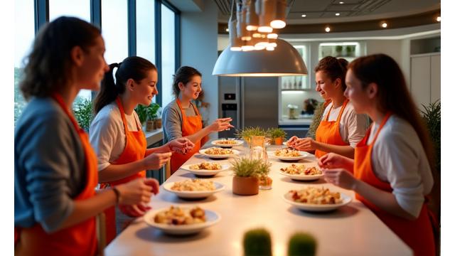 Événement corporate gastronomique, collaborateurs interagissant