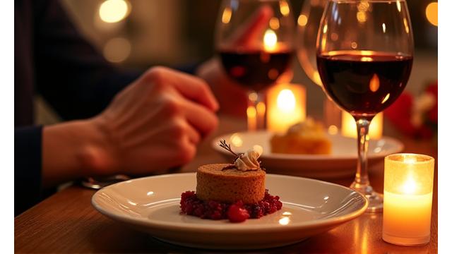 Dîner romantique aux chandelles pour deux personnes
