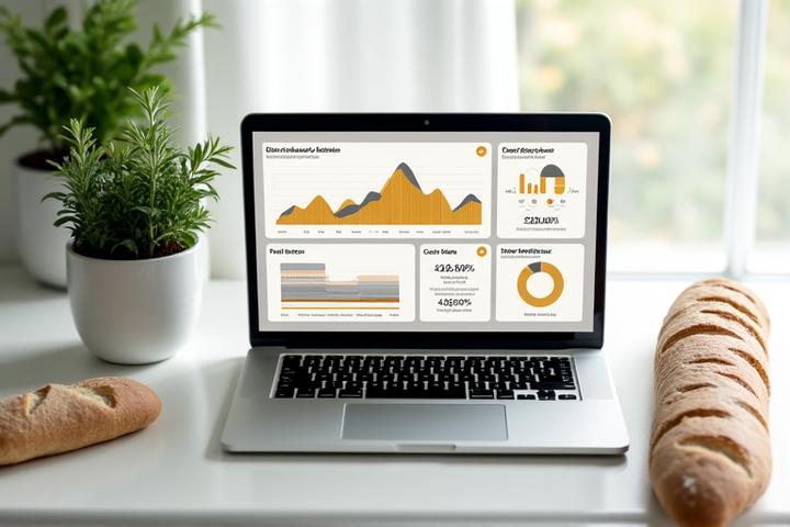 Tableau de bord numérique affichant des données d'analyse d'approvisionnement, avec des graphiques de durabilité et d'impact carbone.
